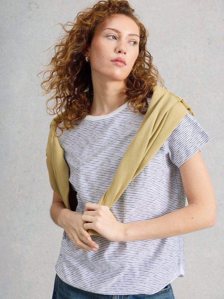 CLARA TEXTURE SHORT SLEEVE TEE in WHITE MLT - LIFESTYLE