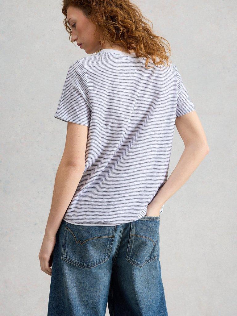 CLARA TEXTURE SHORT SLEEVE TEE in WHITE MLT - MODEL BACK