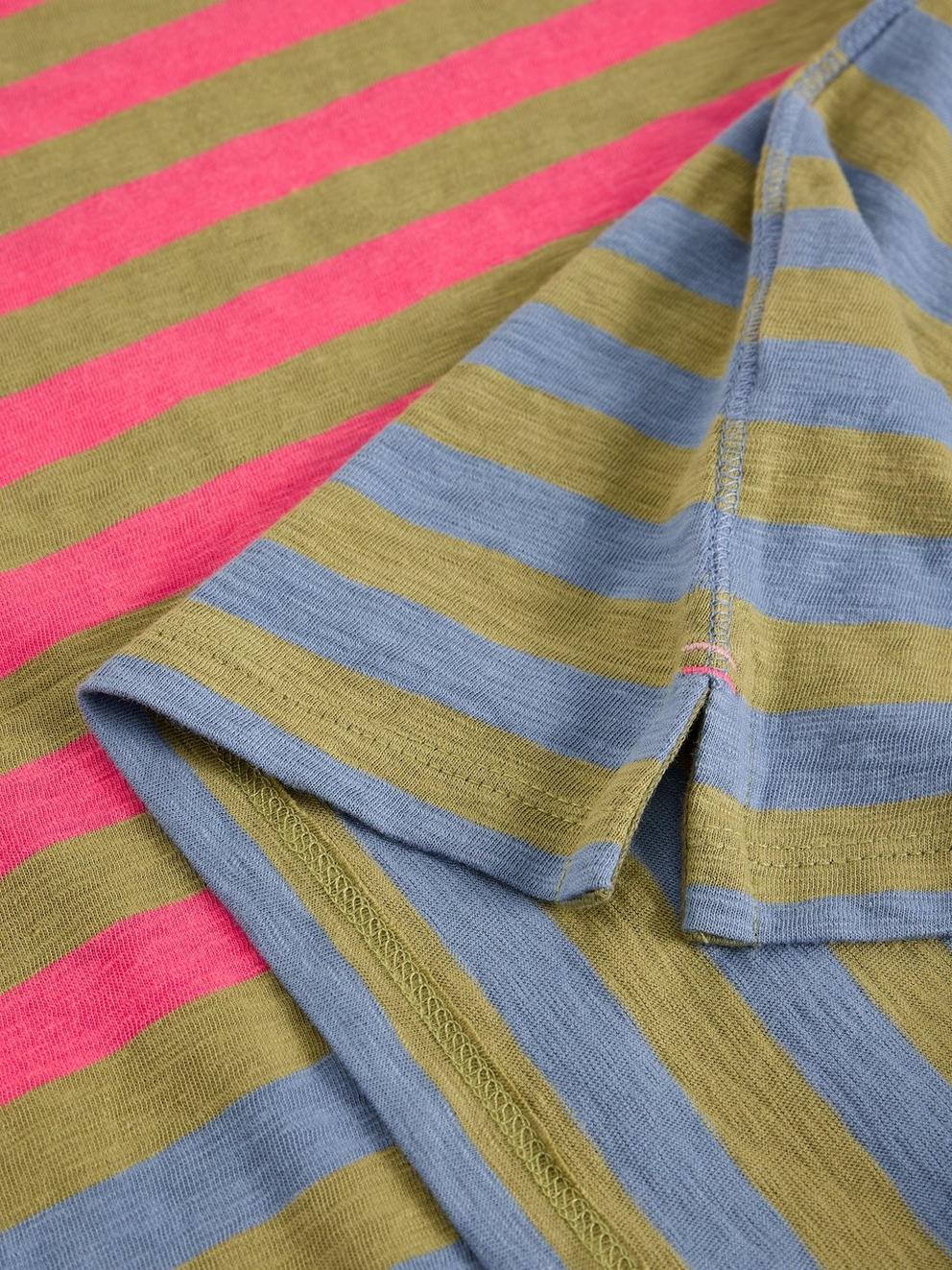 ABBIE STRIPE T-SHIRT in GREEN MLT - FLAT DETAIL