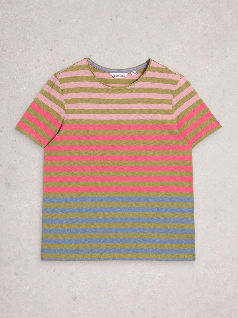 ABBIE STRIPE T-SHIRT in GREEN MLT - FLAT FRONT