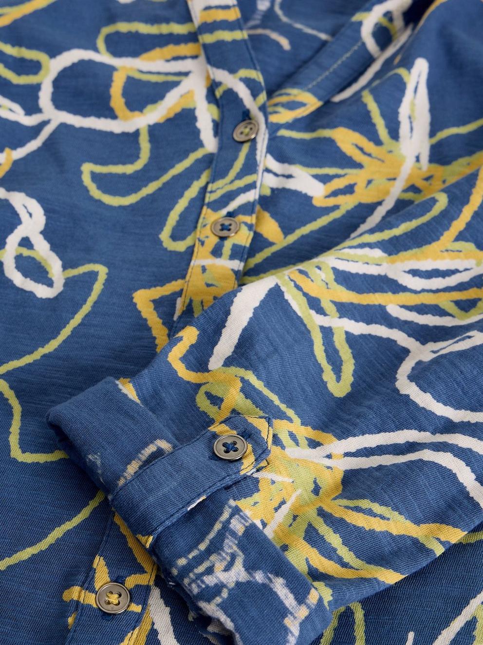 WOMENS ANNIE COLLARED SHIRT JERSEY in BLUE PR - FLAT DETAIL