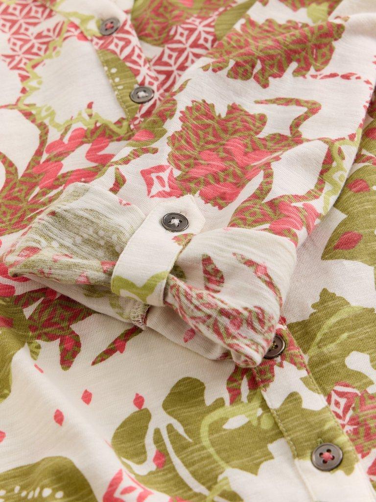 WOMENS ANNIE COLLARED SHIRT JERSEY in GREEN MLT - FLAT DETAIL