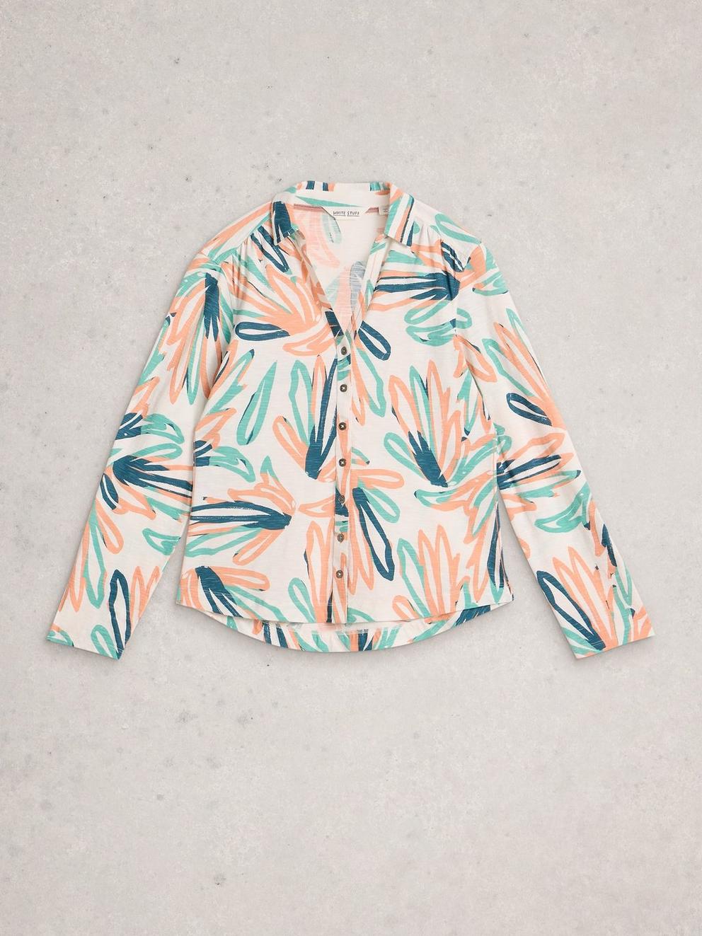 WOMENS ANNIE COLLARED SHIRT JERSEY in IVORY PR - FLAT FRONT