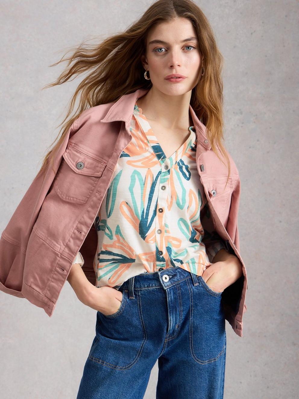 WOMENS ANNIE COLLARED SHIRT JERSEY in IVORY PR - LIFESTYLE