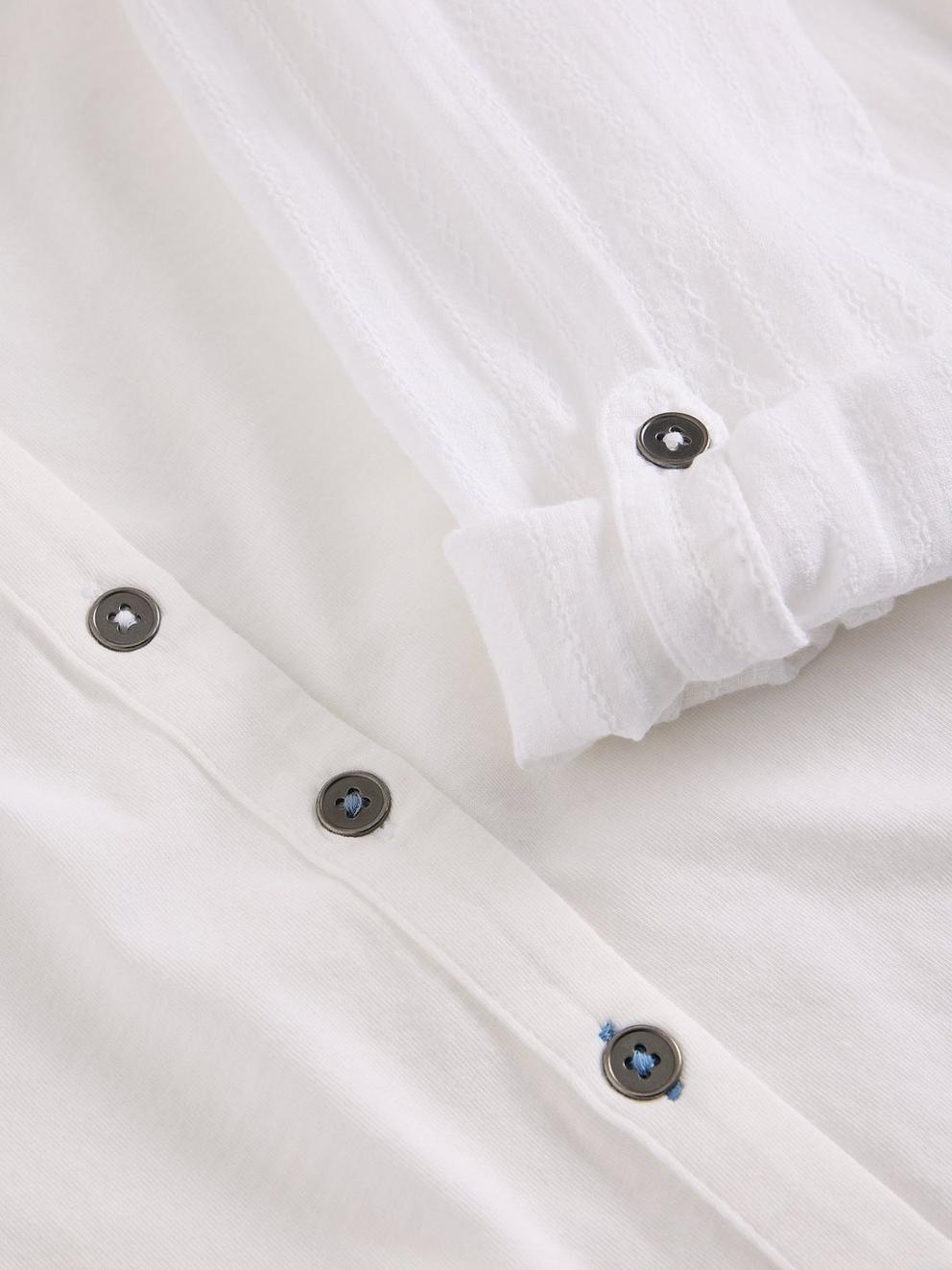 ANNIE MIX JERSEY COLLARED SHIRT in BRIL WHITE - FLAT DETAIL