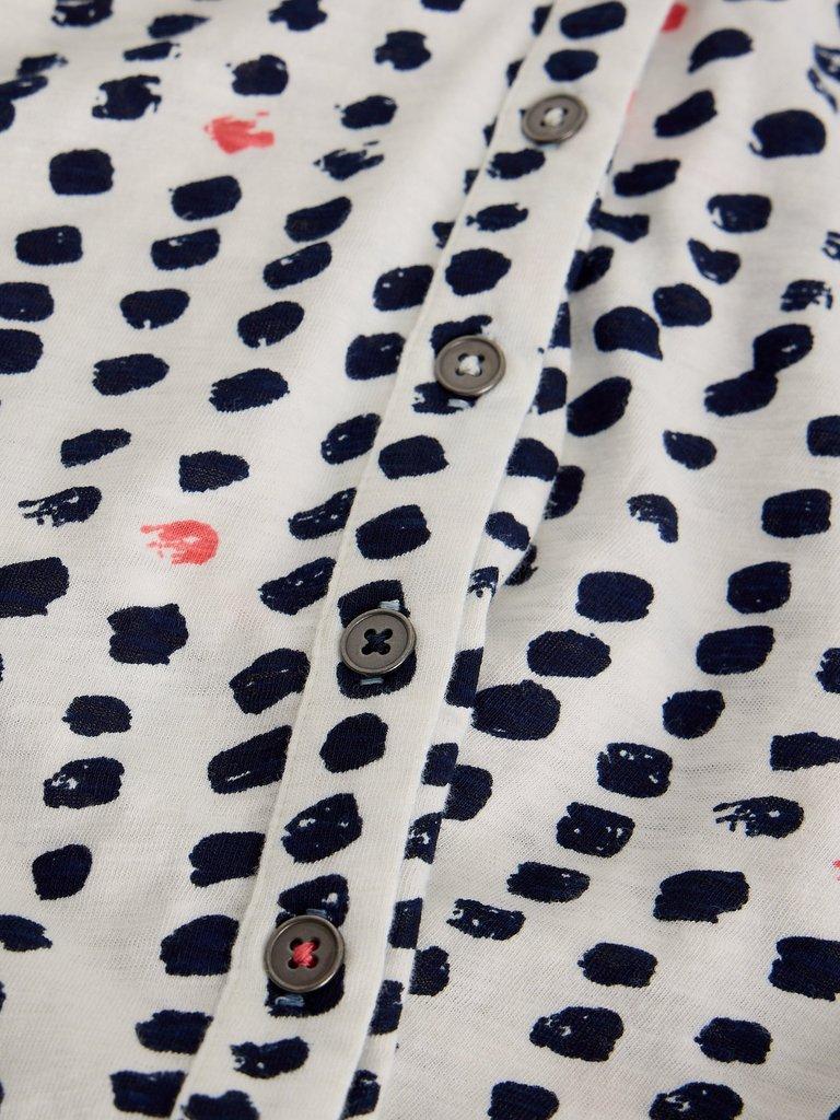 ANNIE SHORT SLEEVE COLLARED JERSEY SHIRT in IVORY PR - FLAT DETAIL