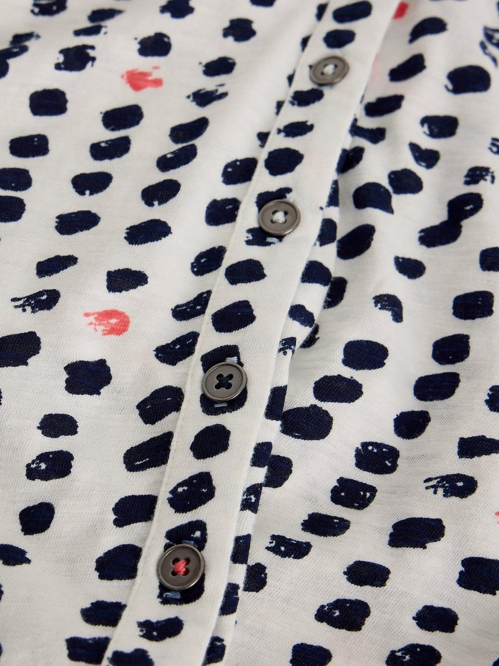 ANNIE SHORT SLEEVE COLLARED JERSEY SHIRT in IVORY PR - FLAT DETAIL