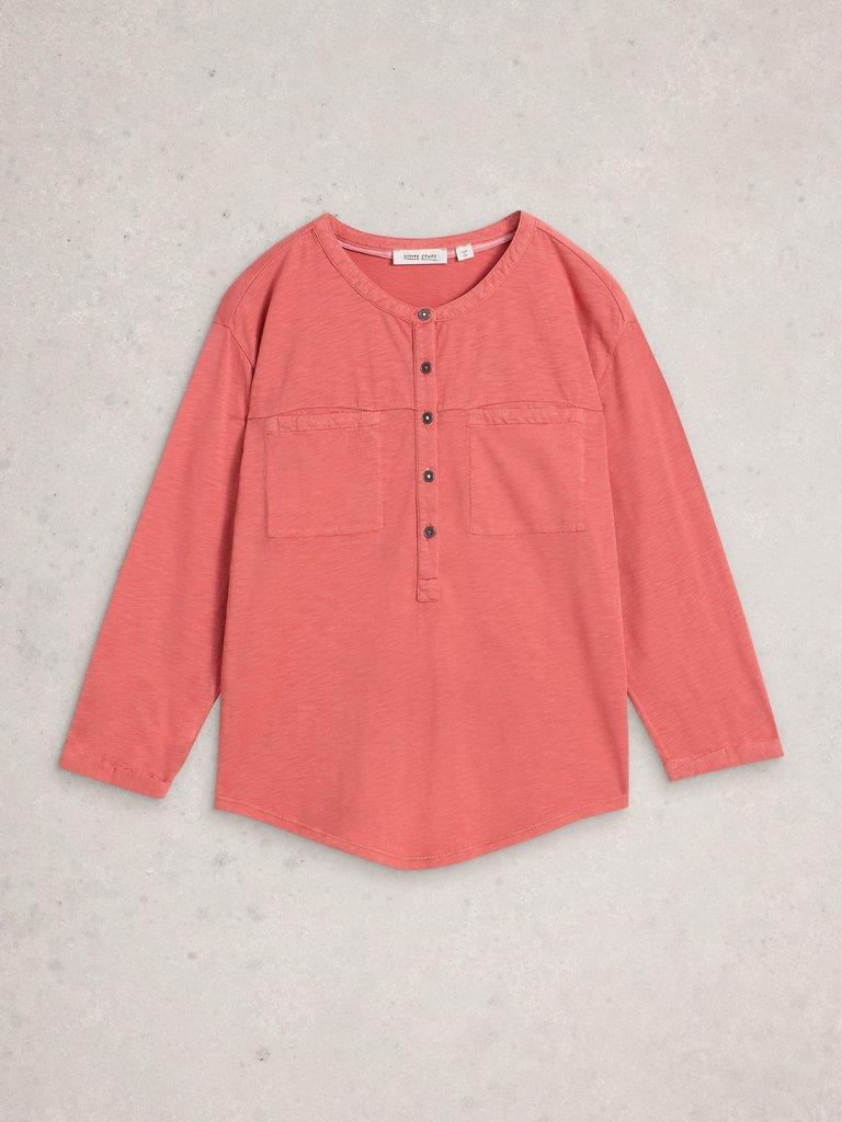 BETH 34 SLEEVE SHIRT in MID PINK - FLAT FRONT