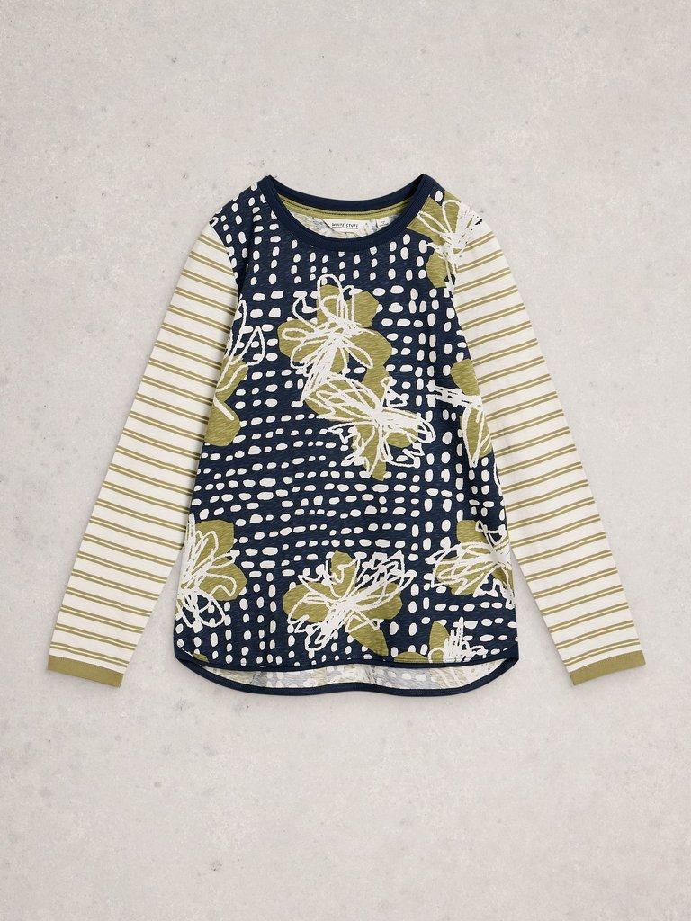 CLARA LONG SLEEVE TEE CREW NECK in GREEN PR - FLAT FRONT