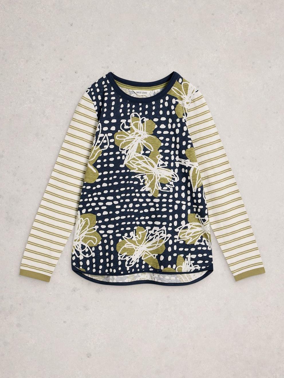 CLARA LONG SLEEVE TEE CREW NECK in GREEN PR - FLAT FRONT