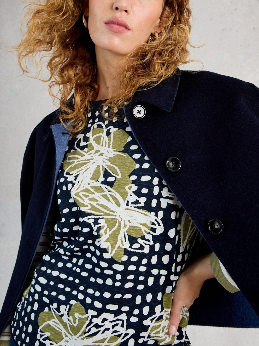 CLARA LONG SLEEVE TEE CREW NECK in GREEN PR - MODEL BACK