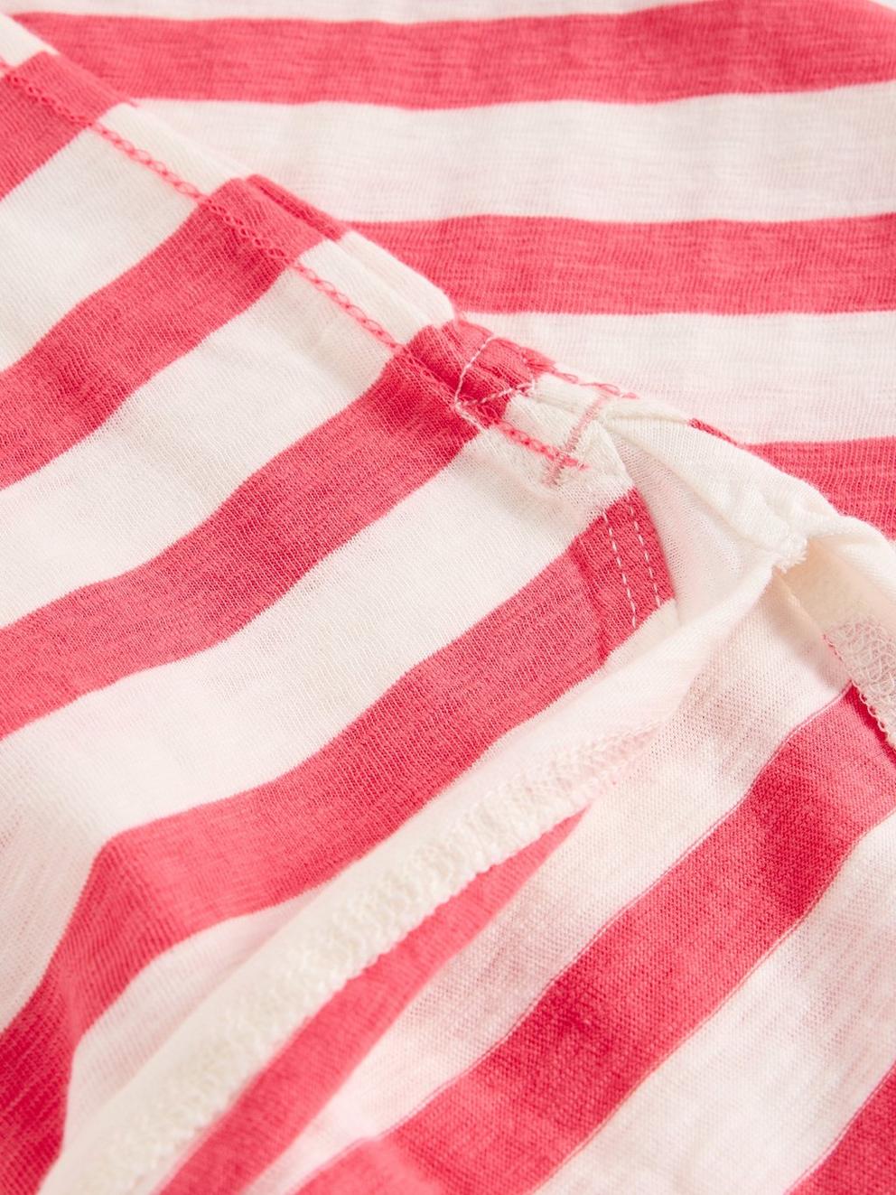 CLARA LONG SLEEVE STRIPED TEE in PINK MLT - FLAT DETAIL