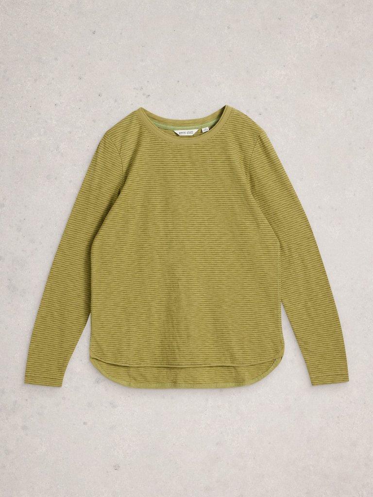 CLARA TEXTURE LS TEE in KHAKI GRN - FLAT FRONT