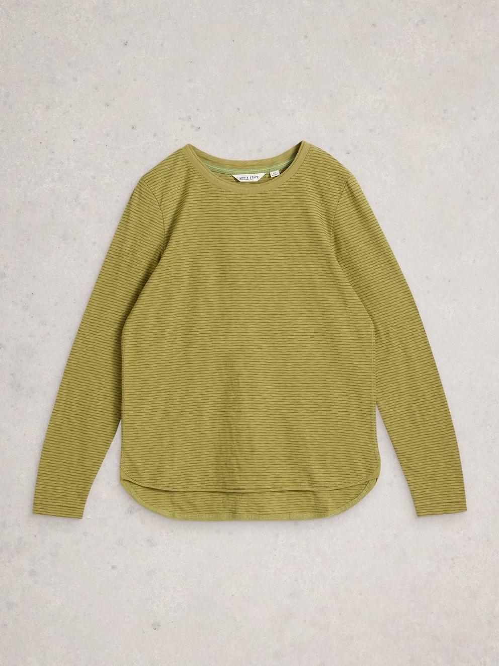 CLARA TEXTURE LS TEE in KHAKI GRN - FLAT FRONT
