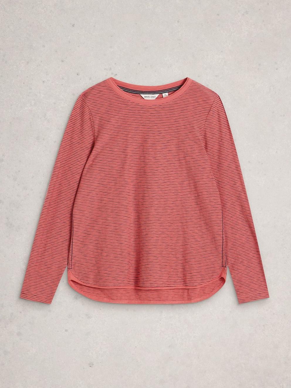 CLARA TEXTURE LS TEE in MID PINK - FLAT FRONT