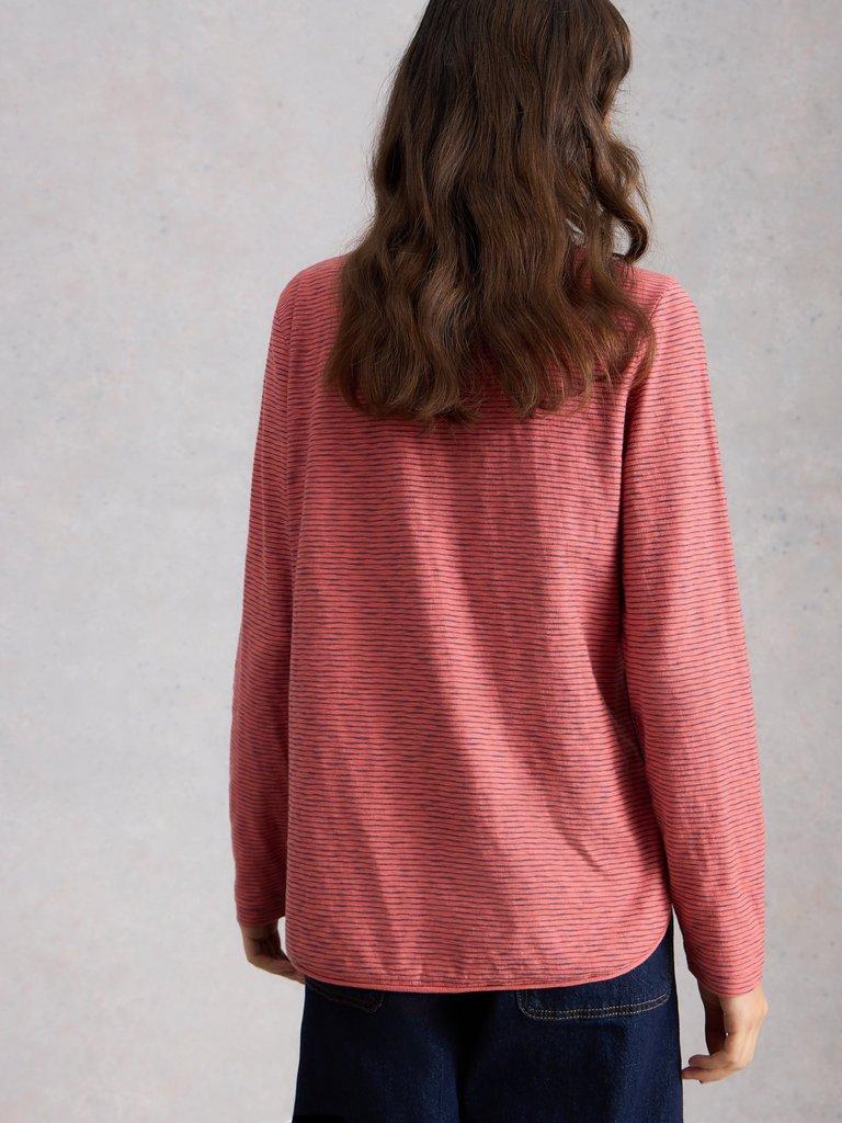 CLARA TEXTURE LS TEE in MID PINK - MODEL BACK