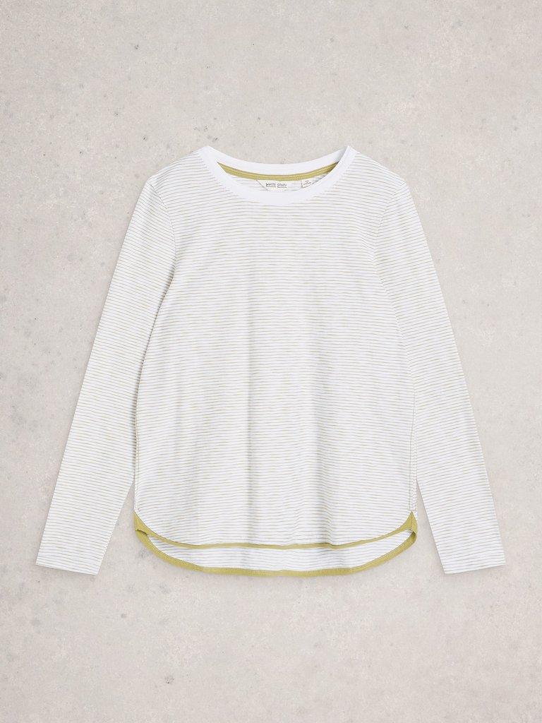 CLARA TEXTURE LS TEE in WHITE MLT - FLAT FRONT