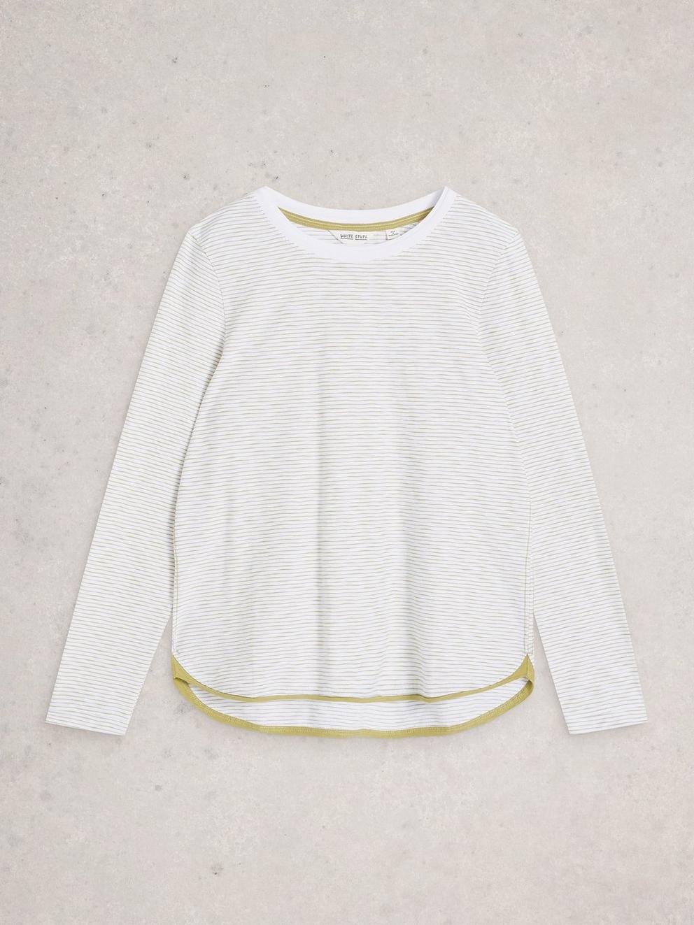 CLARA TEXTURE LS TEE in WHITE MLT - FLAT FRONT