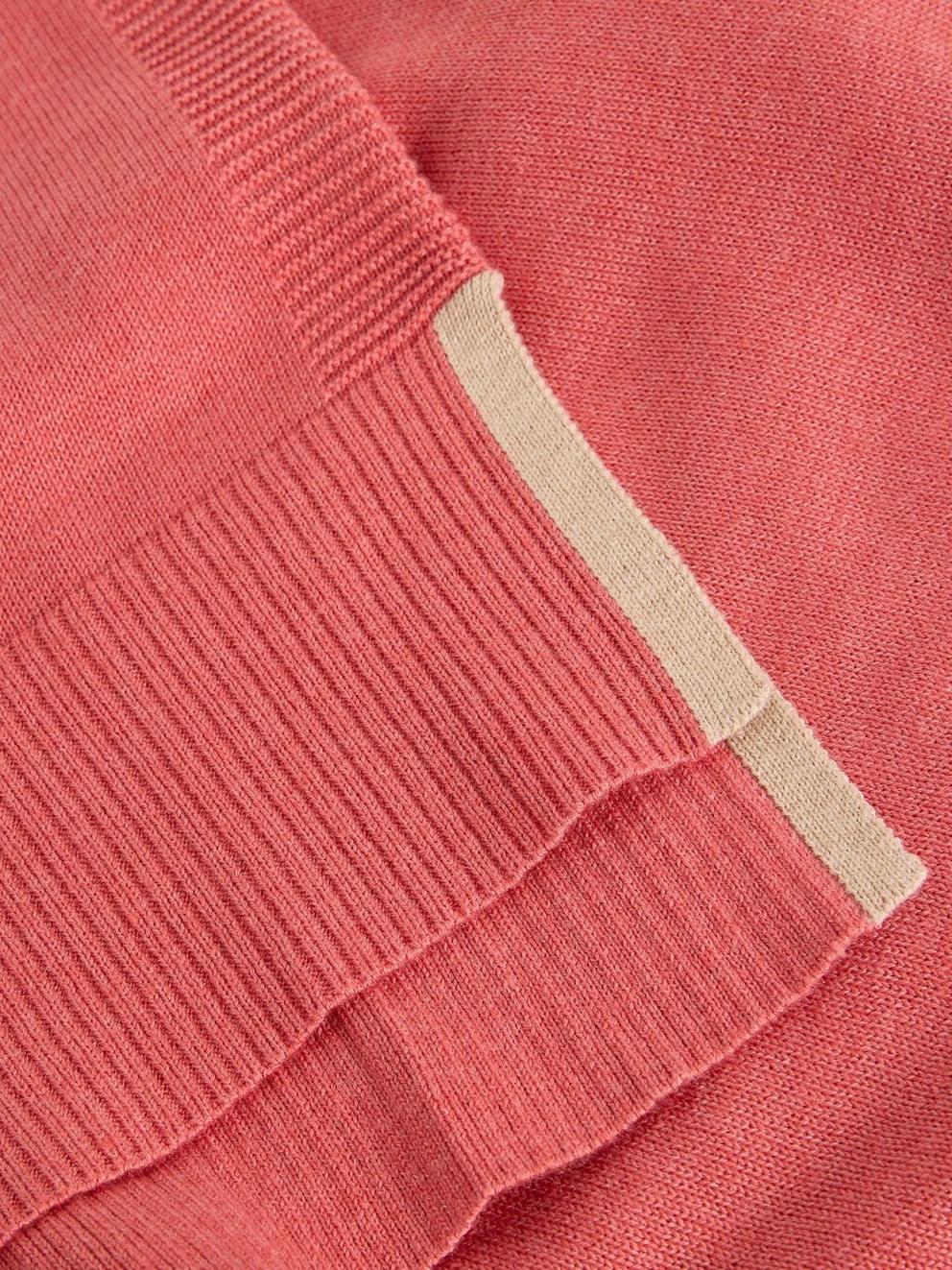 OLIVE CREW NECK LONG SLEEVE JUMPER in MID PINK - FLAT DETAIL