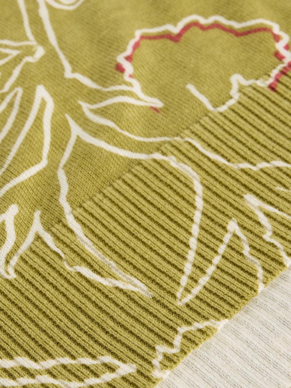 OLIVE PRINT CREW NECK JUMPER in GREEN PR - FLAT DETAIL