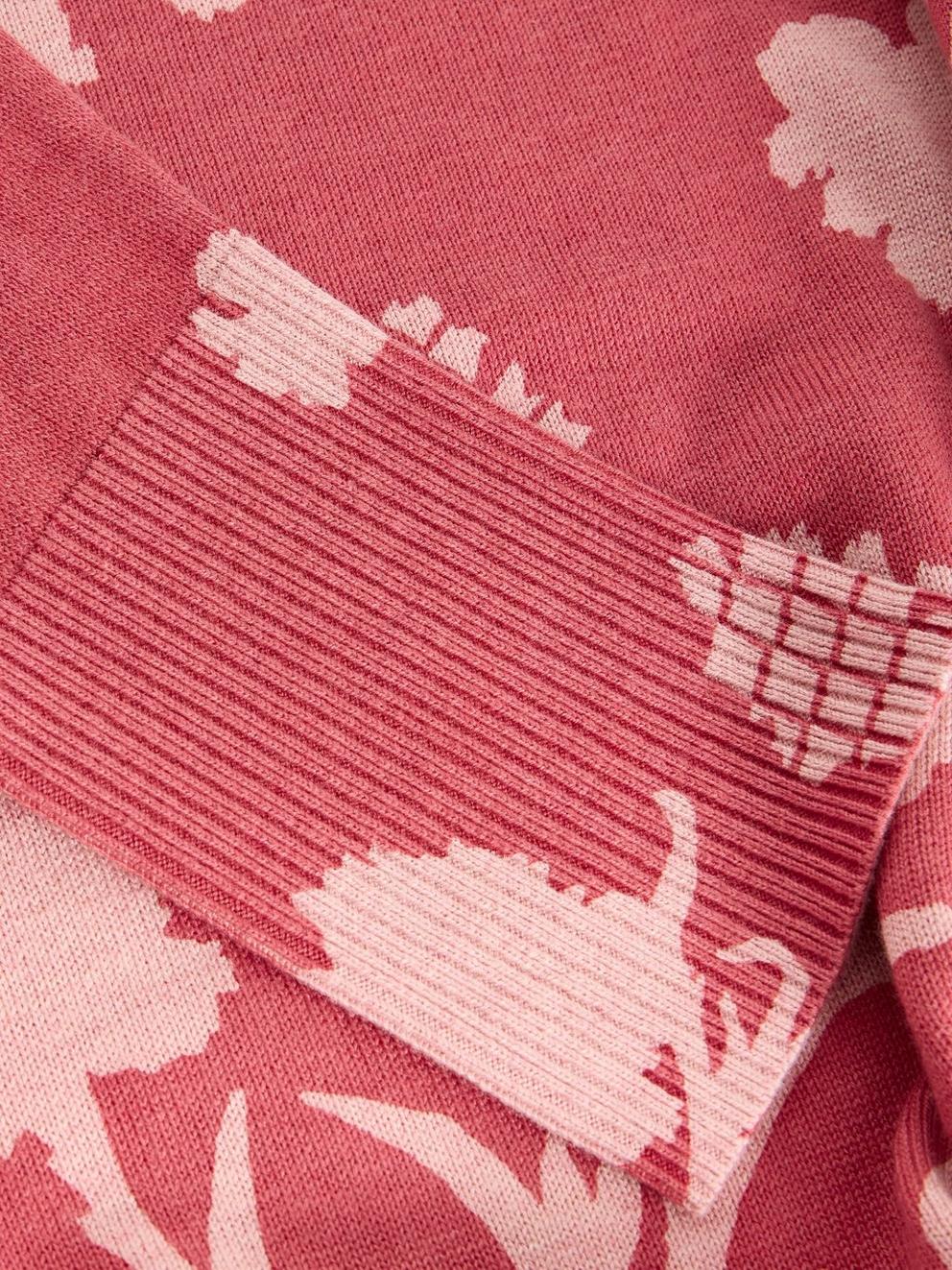 OLIVE PRINT CREW NECK JUMPER in PINK PR - FLAT DETAIL