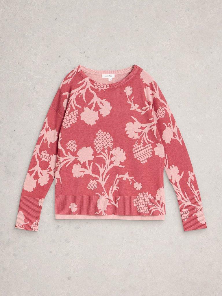 OLIVE PRINT CREW NECK JUMPER in PINK PR - FLAT FRONT