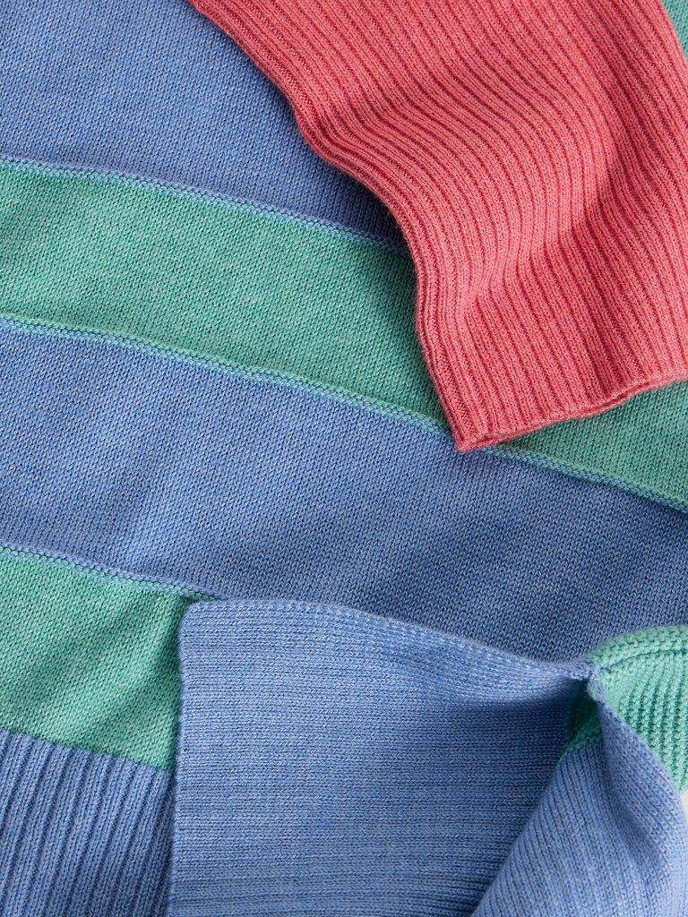 OLIVE CREW NECK STRIPE JUMPER in BLUE MLT - FLAT DETAIL