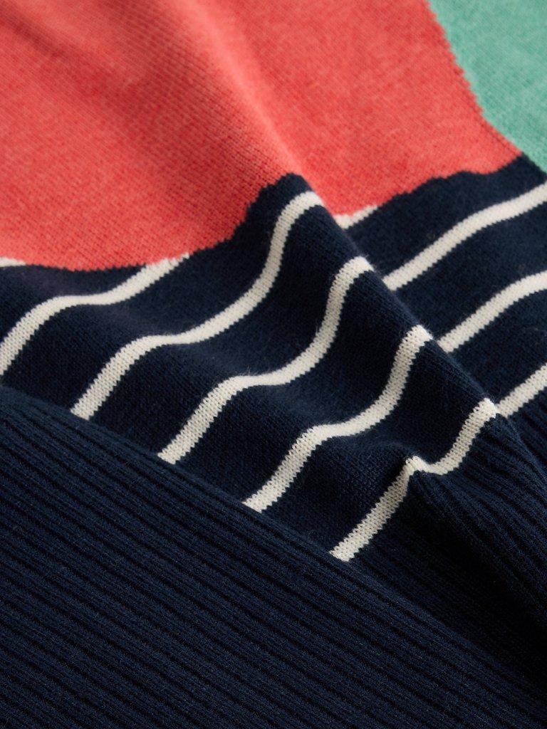 OLIVE CREW NECK ABSTRACT JUMPER in NAVY MULTI - FLAT DETAIL