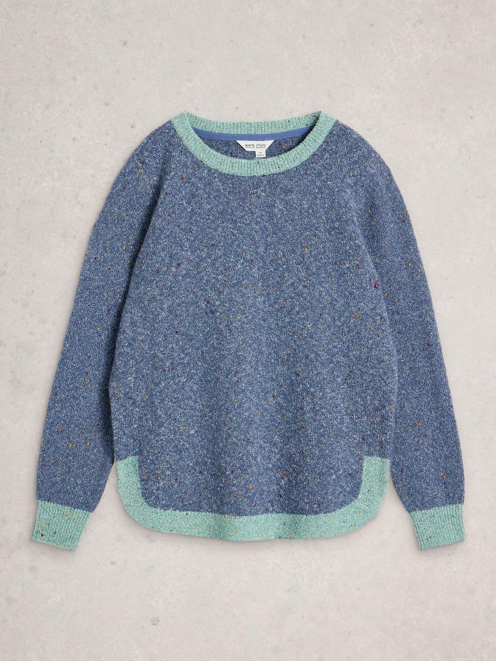 TALIA CREW NECK NEP JUMPER in MID BLUE - FLAT FRONT