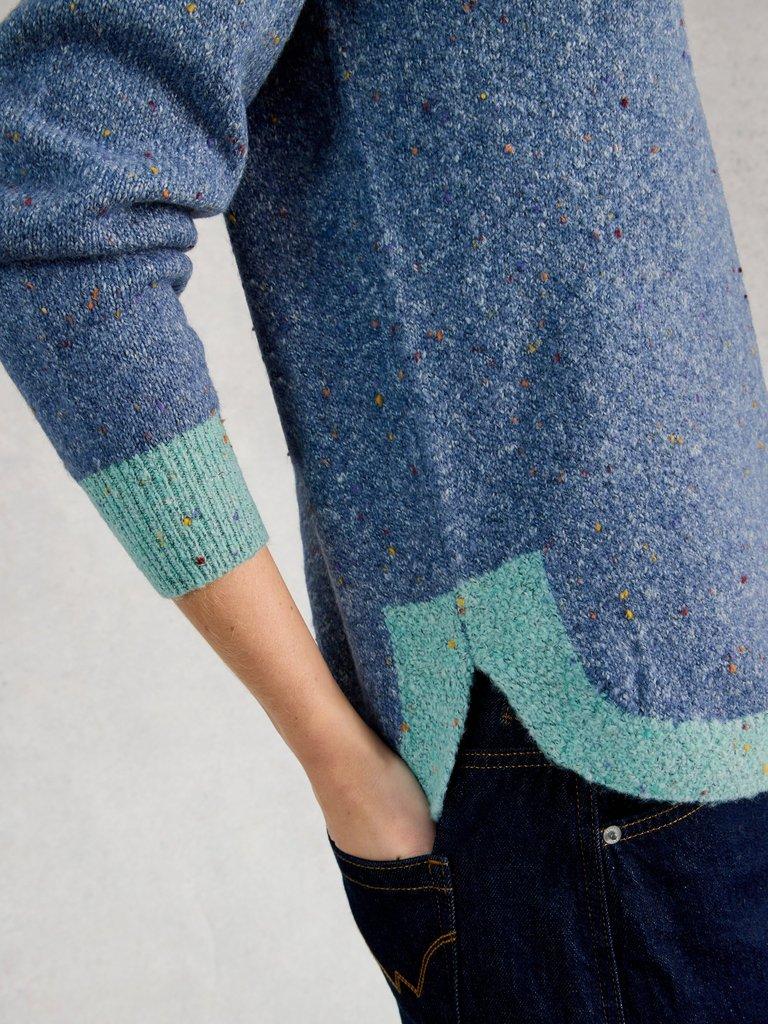 TALIA CREW NECK NEP JUMPER in MID BLUE - MODEL DETAIL