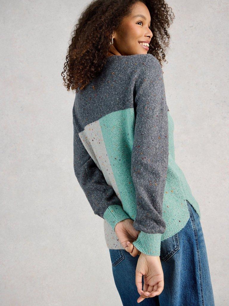 TALIA NEP COLOURBLOCK  JUMPER in BLUE MLT - MODEL BACK