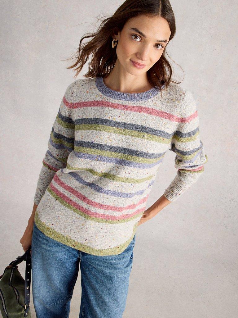 TALIA NEP STRIPE JUMPER in GREY MLT - MODEL DETAIL