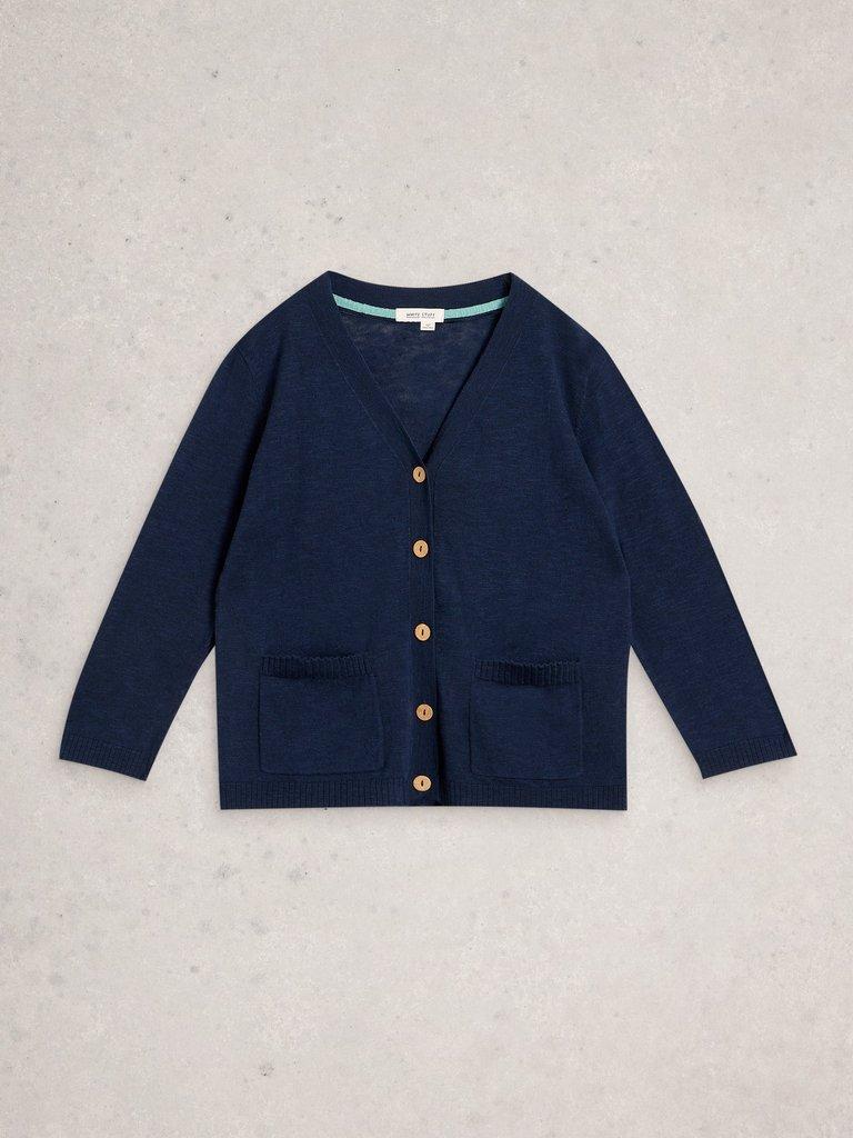 NOVA LINEN BLEND CARDI in DARK NAVY - FLAT FRONT