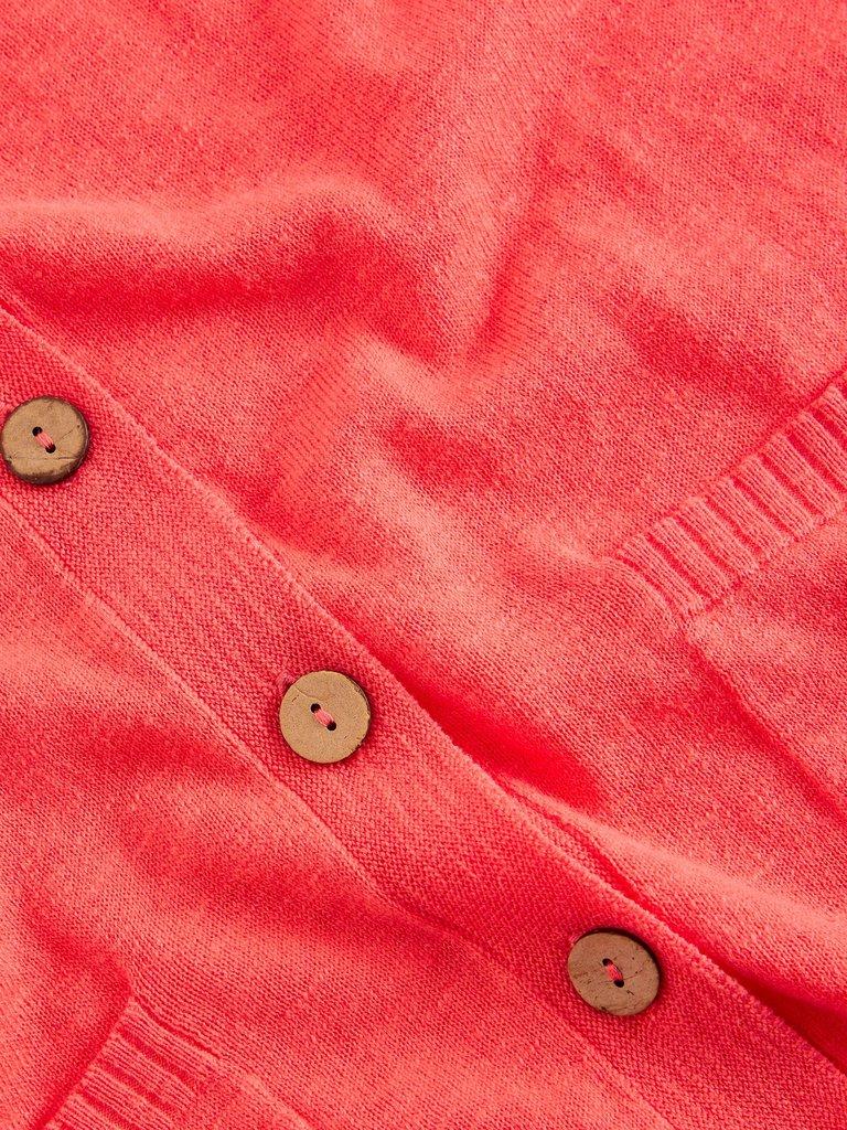 NOVA LINEN BLEND CARDI in MID CORAL - FLAT DETAIL
