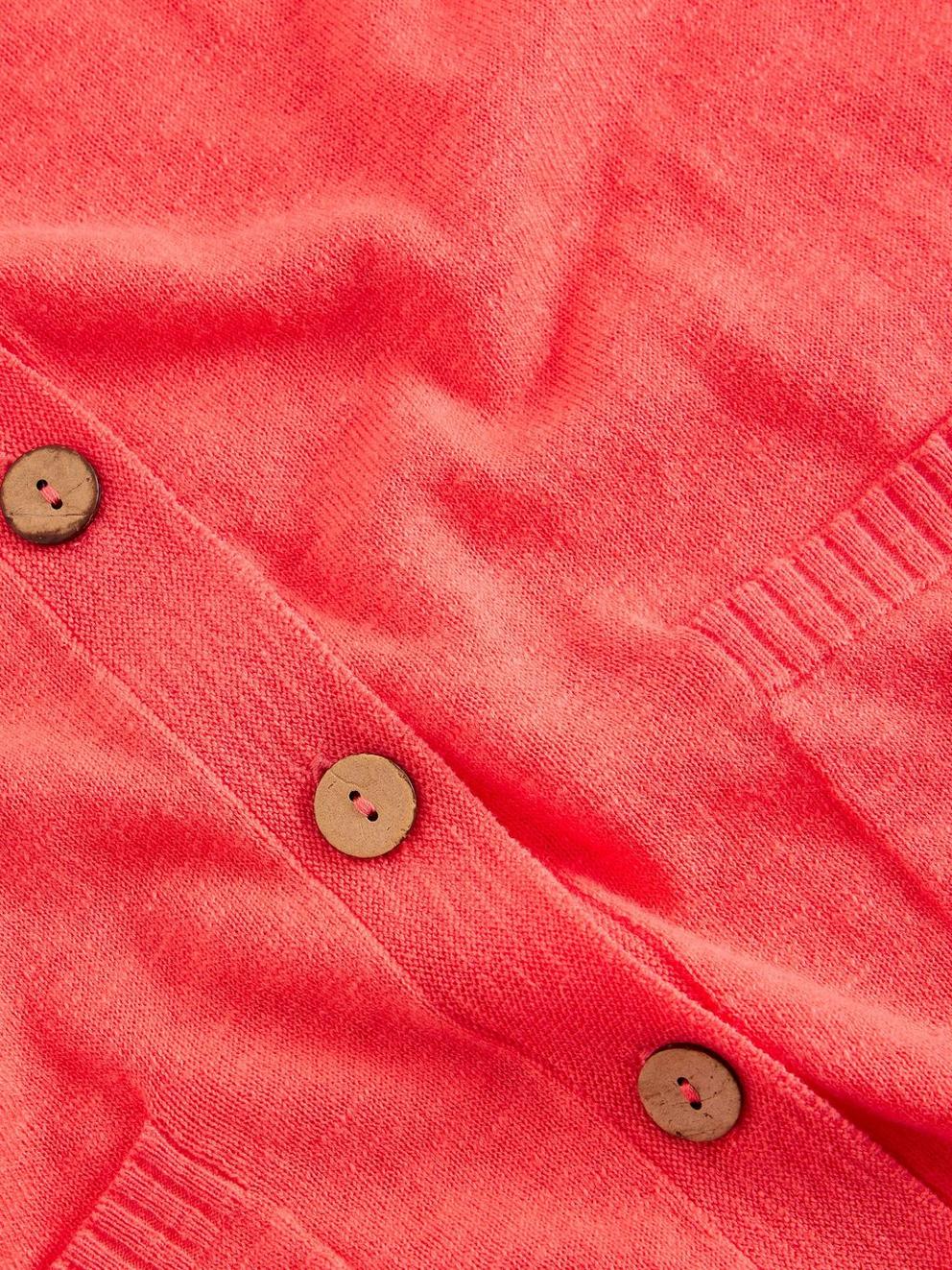 NOVA LINEN BLEND CARDI in MID CORAL - FLAT DETAIL