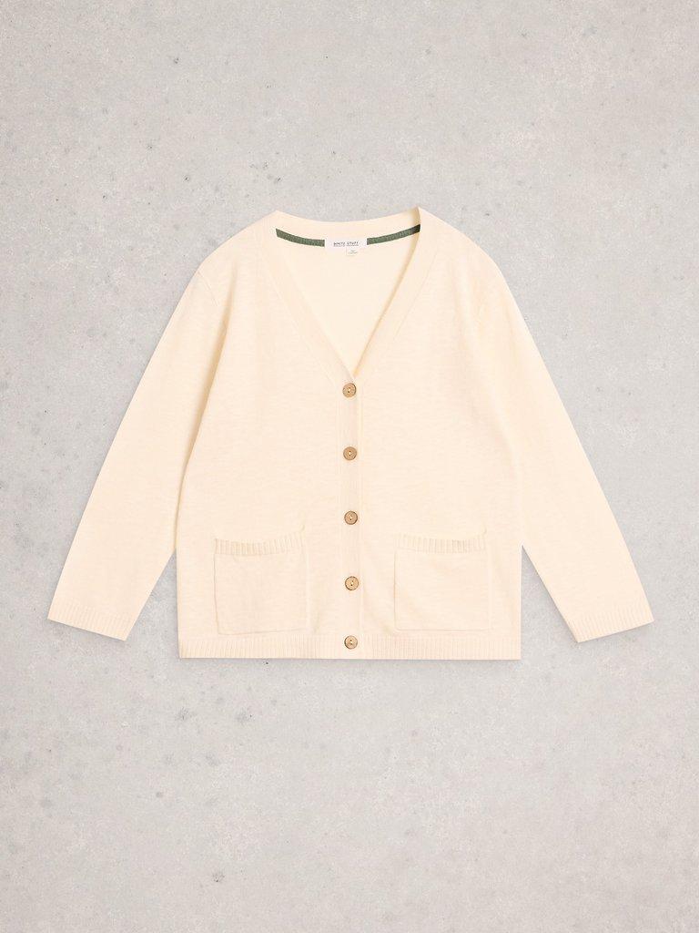 NOVA LINEN BLEND CARDI in NAT WHITE - FLAT FRONT