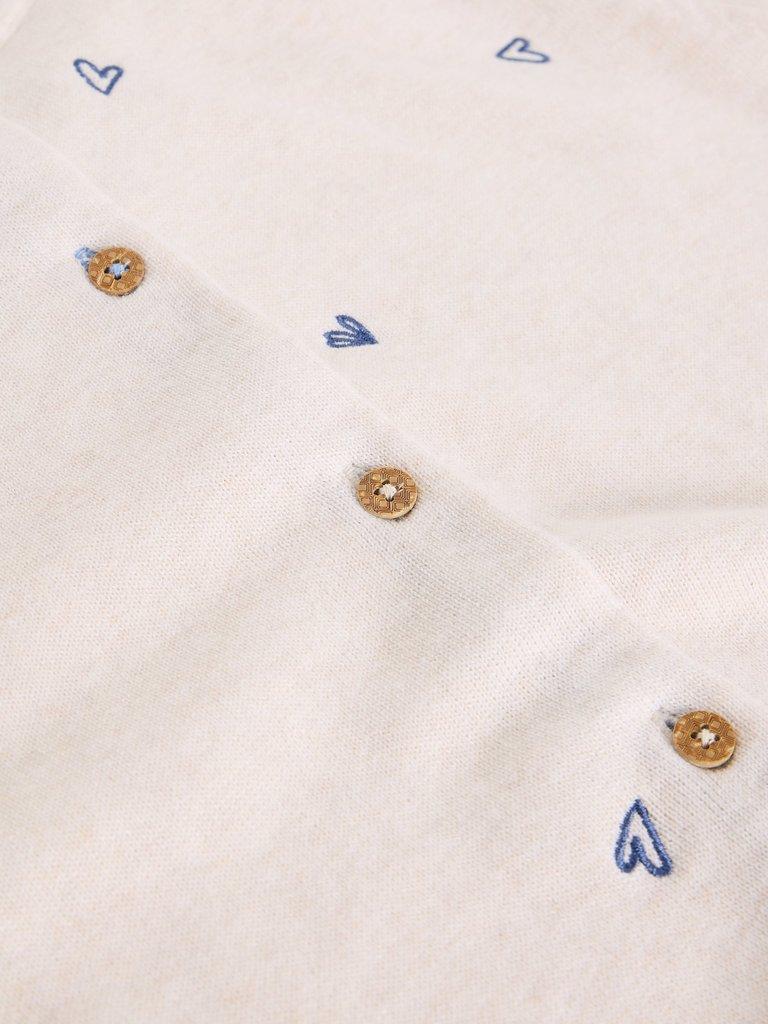 LULU EMBROIDERED CREW NECK CARDIGAN in IVORY MLT - FLAT DETAIL