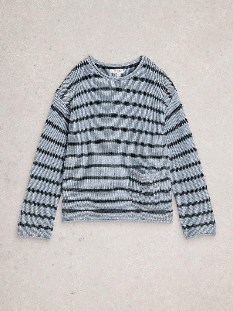 GIGI STRIPE WASHED JUMPER in BLUE MLT - FLAT FRONT