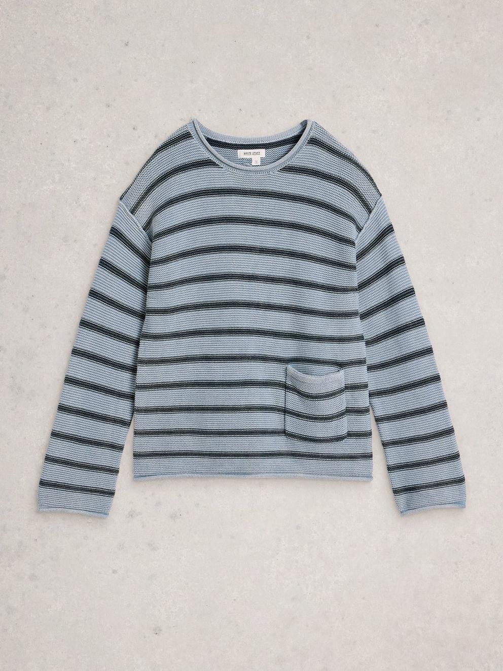 GIGI STRIPE WASHED JUMPER in BLUE MLT - FLAT FRONT