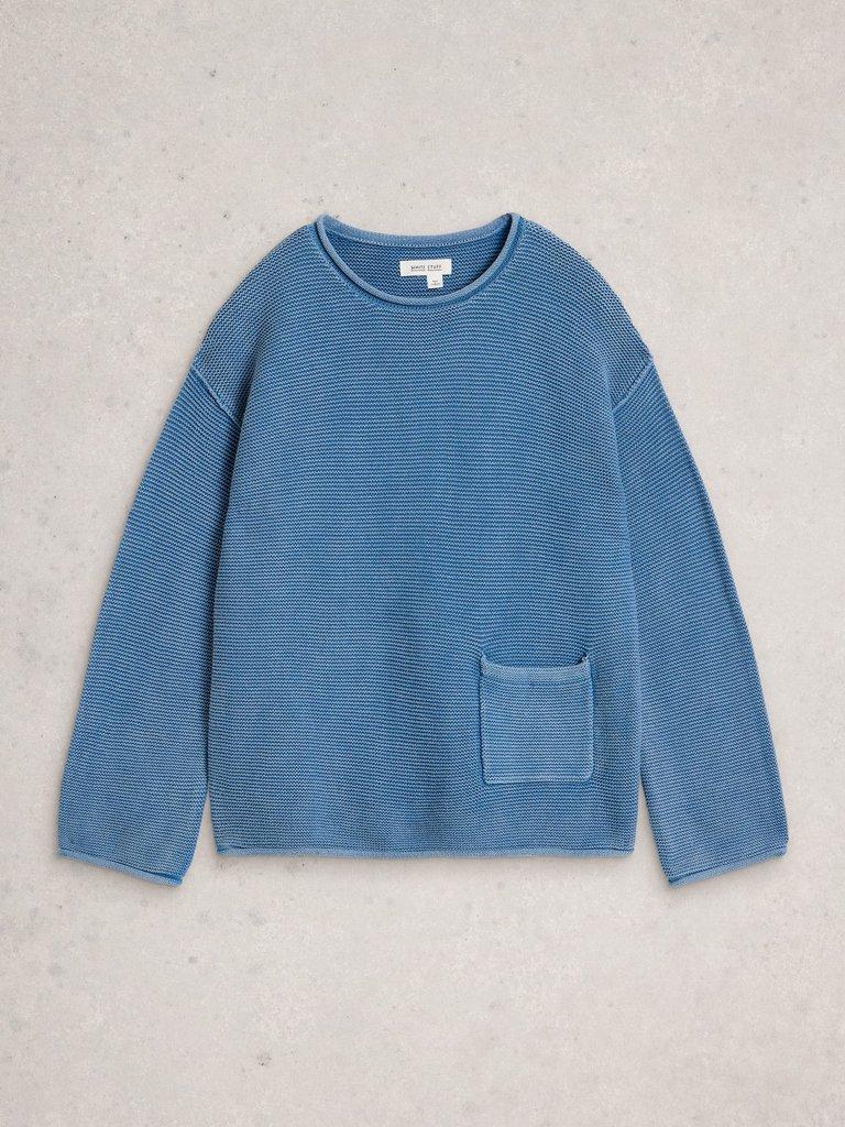 GIGI WASHED JUMPER in MID BLUE - FLAT FRONT