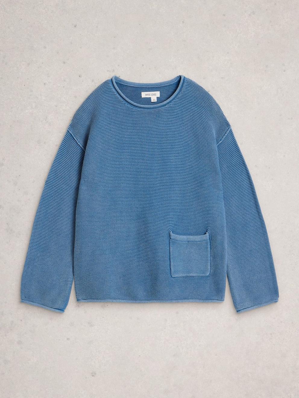 GIGI WASHED JUMPER in MID BLUE - FLAT FRONT