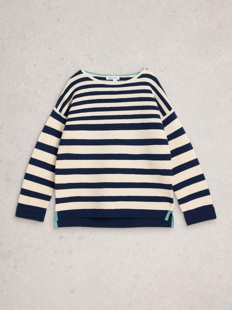 JANA CREW NECK STRIPE JUMPER in NAVY MULTI - FLAT FRONT
