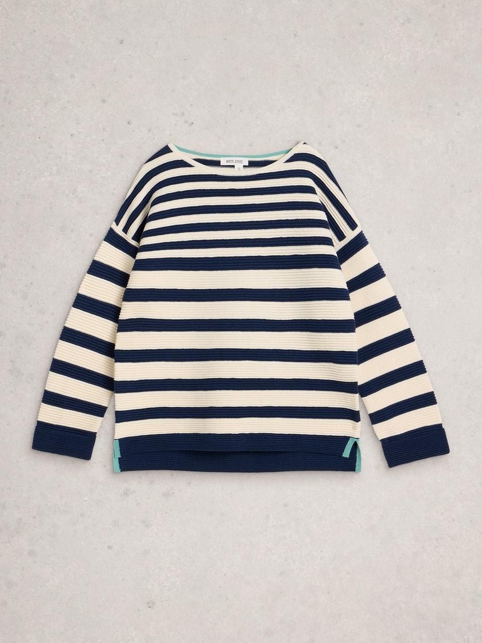 JANA CREW NECK STRIPE JUMPER in NAVY MULTI - FLAT FRONT