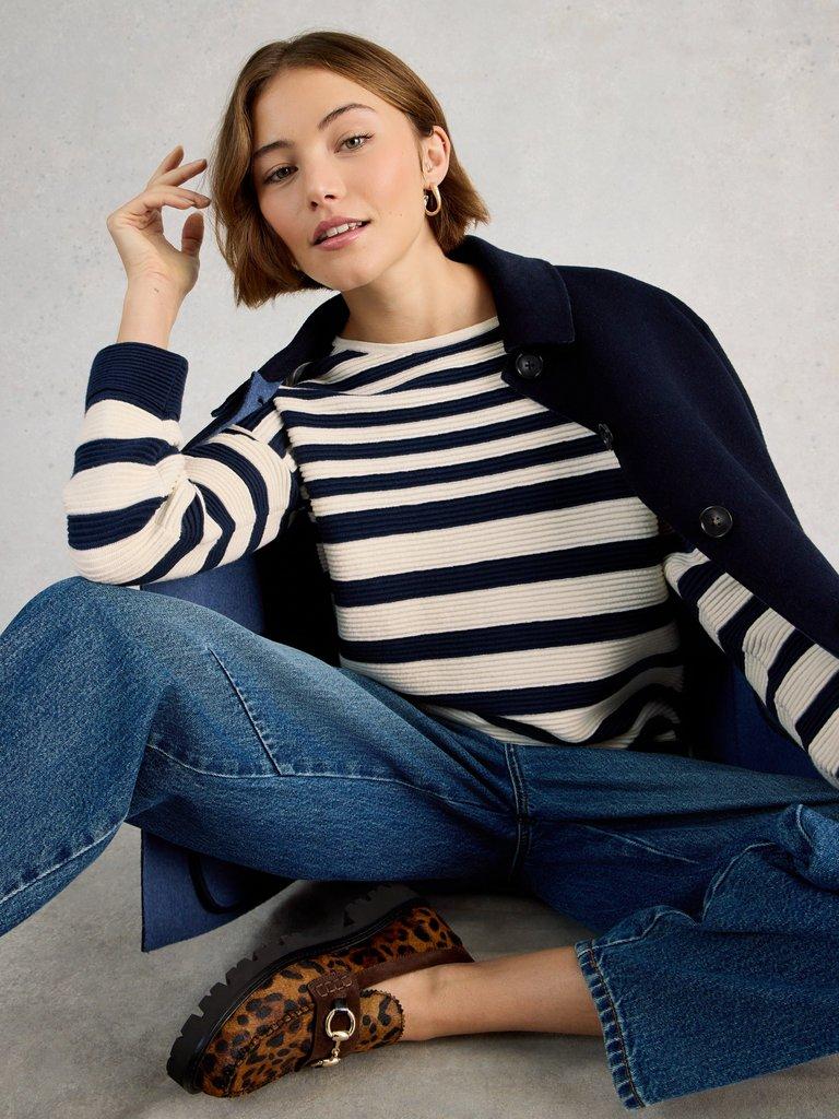 JANA CREW NECK STRIPE JUMPER in NAVY MULTI - LIFESTYLE
