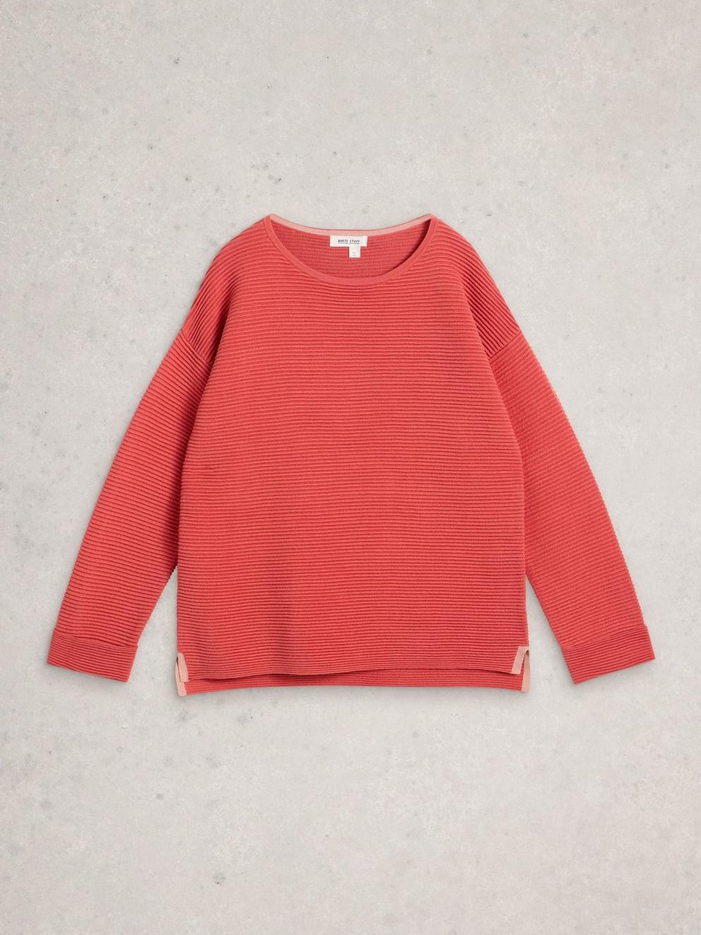 JANA CREW NECK LONG SLEEVE JUMPER in MID PINK - FLAT FRONT