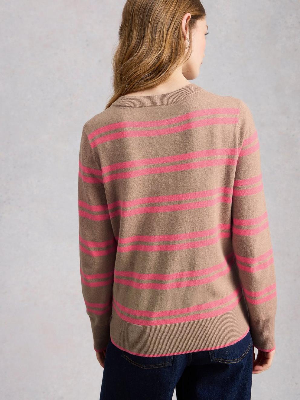 KATIE STRIPED JUMPER in NAT MLT - MODEL BACK