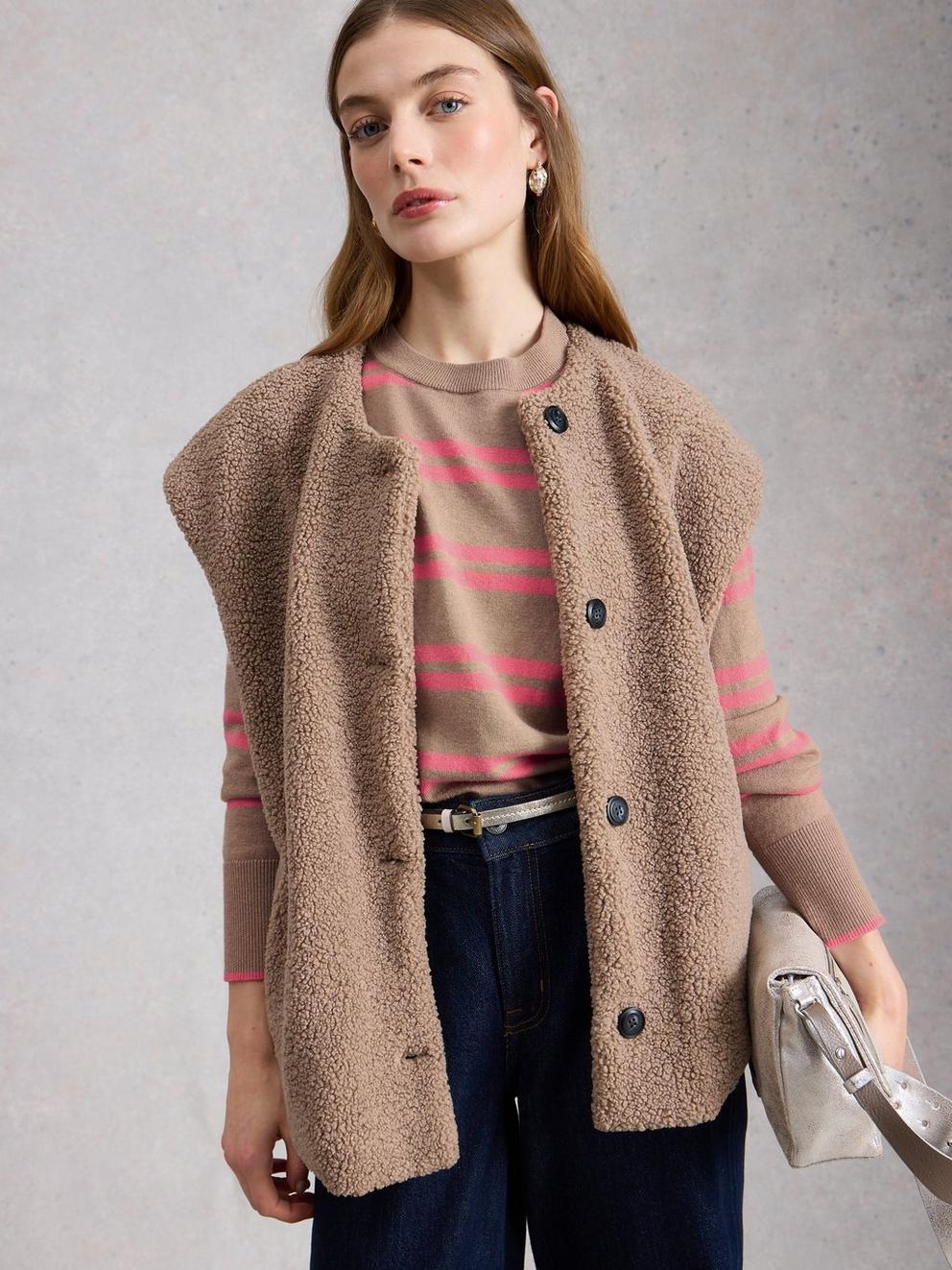 KATIE STRIPED JUMPER in NAT MLT - MODEL DETAIL