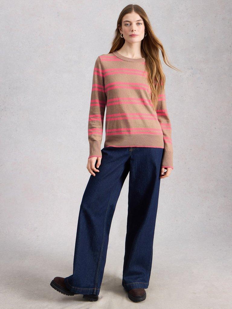 KATIE STRIPED JUMPER in NAT MLT - MODEL FRONT
