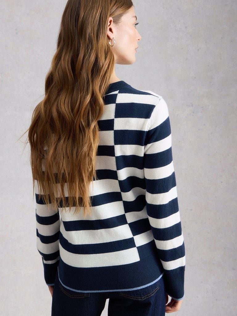 KATIE STRIPED JUMPER in NAVY MULTI - MODEL BACK
