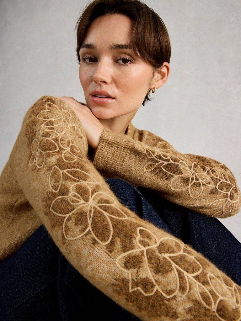 JODIE EMBROIDERED JUMPER in MID CHART - LIFESTYLE